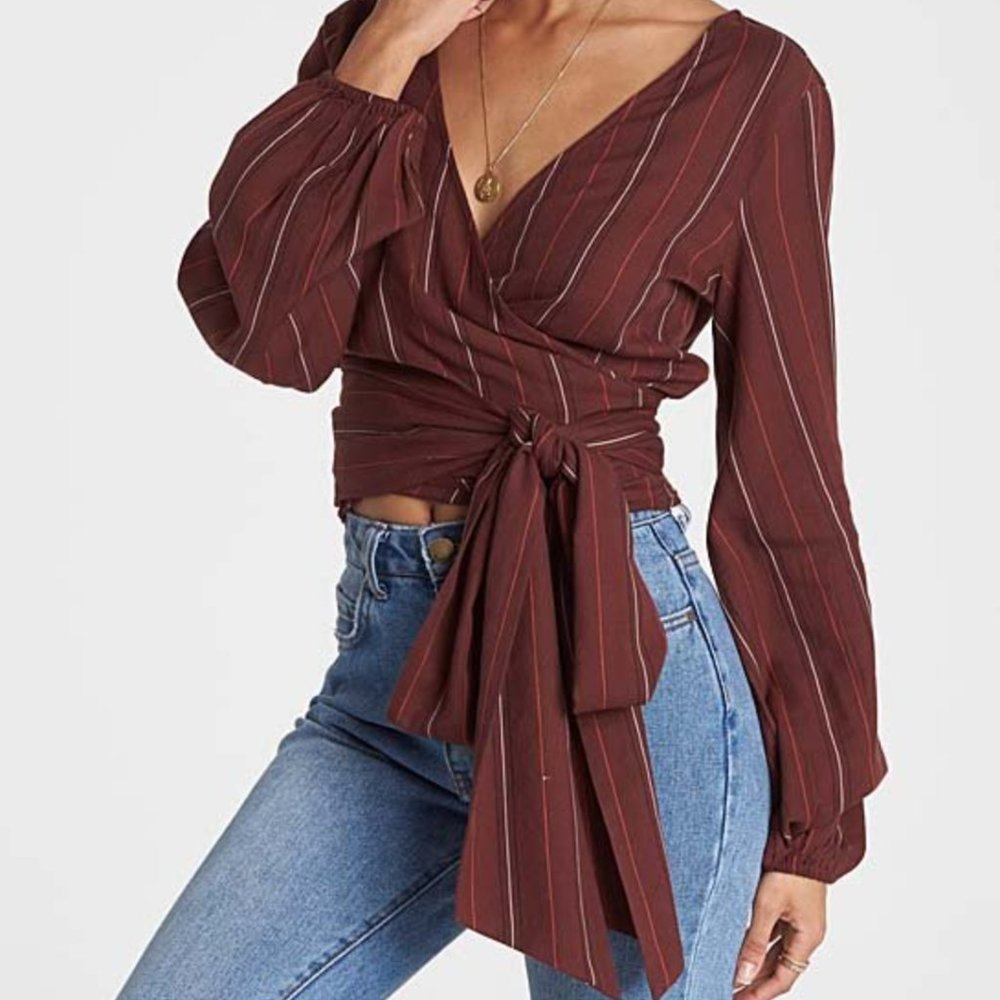 Billabong Coco Berry Stripe Wrap a Kiss Wrap Top